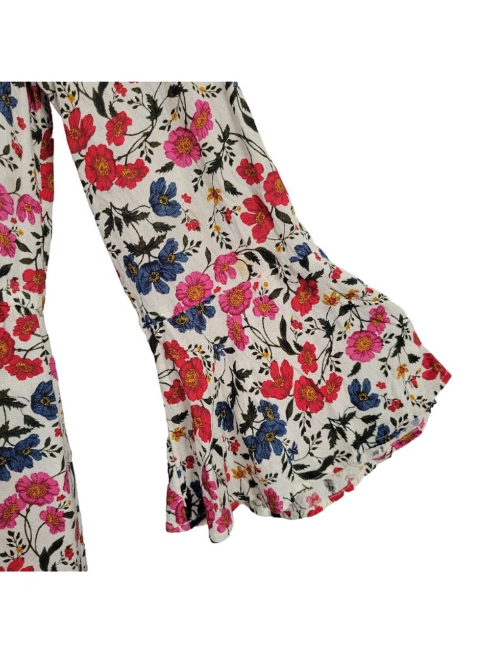 American Eagle Outfitters Size L Romper Floral Adjustable Neck Bell Sleeve Flowy - Picture 8 of 11